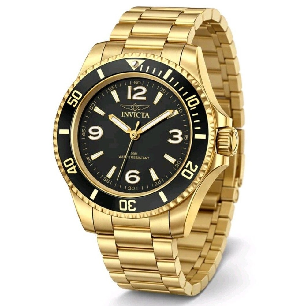Invicta Specialty Rowan Men's Watch 40mm Black Bezel Dial Gold 69475 Brand New